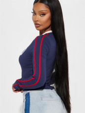 Sport Print Long Sleeve Tops YWXS-XS-XSL44721