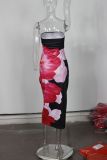 Print Off Shoulder Slim Maxi Dress YWXS-XS-XSL44755