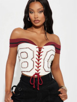 Sexy Print Tie Up Vest Tops YWXS-XS-XS5266