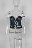 Sexy Print Tie Up Vest Tops YWXS-XS-XS5266