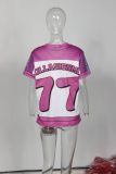 Loose Mesh Print Half Sleeve T Shirt YWXS-XS-XSL44848