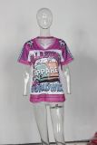 Loose Mesh Print Half Sleeve T Shirt YWXS-XS-XSL44848