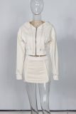 Solid Color Casual Long Sleeve Skirt 2 Piece Set YWXS-XS-XS5245