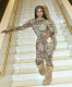 Leopard Print Long Sleeve Pants Two Piece Set YWXS-XS-XSL45002