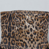 Plus Size Sequin Leopard Patchwork Tube Top Dress NY-3356