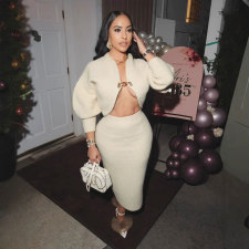 Plus Size Cardigan Sweater Long Skirt 2 Piece Set NY-101