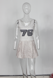 Print Sleeveless Tank Tops And Pleated Skirt Suit YWXS-XS-XSL44560