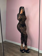 Long Sleeve Lace Backless Jumpsuit GDYF-6699