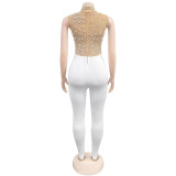 Sleeveless Hot Drill Jumpsuit BY-7168