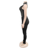 Sleeveless Hot Drill Jumpsuit BY-7168
