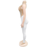 Sleeveless Hot Drill Jumpsuit BY-7168