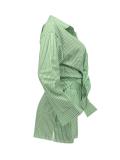 Stripe Print Shirt Shorts Two Piece Set GLF-10085