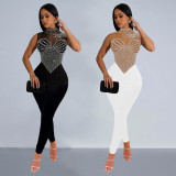 Sleeveless Hot Drill Jumpsuit BY-7168