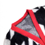 Warm Loose Houndstooth Plush Long Coat LSD-2361