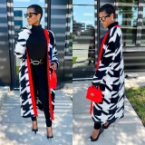 Warm Loose Houndstooth Plush Long Coat LSD-2361