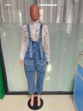 Fashion Loose Denim Overall Jumpsuit LX-6037