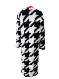 Warm Loose Houndstooth Plush Long Coat LSD-2361