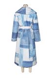 Print Double-breasted Tie Up Coat ZSD-0724