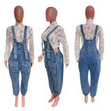 Fashion Loose Denim Overall Jumpsuit LX-6037