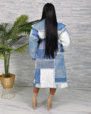 Print Double-breasted Tie Up Coat ZSD-0724