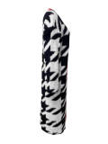 Warm Loose Houndstooth Plush Long Coat LSD-2361
