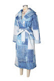Print Double-breasted Tie Up Coat ZSD-0724