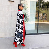Warm Loose Houndstooth Plush Long Coat LSD-2361