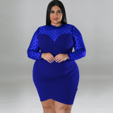 Plus Size Mesh Patchwork Bodycon Dress GDAM-1032