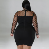 Plus Size Mesh Patchwork Bodycon Dress GDAM-1032