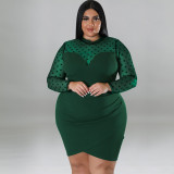 Plus Size Mesh Patchwork Bodycon Dress GDAM-1032