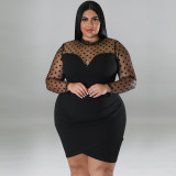 Plus Size Mesh Patchwork Bodycon Dress GDAM-1032