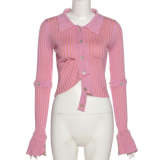 Solod Color Long Sleeve Sweater Tops GCNF-0195