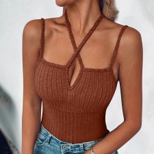 Solid Color Halterneck Tight Tank Tops GYZY-6661