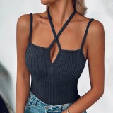 Solid Color Halterneck Tight Tank Tops GYZY-6661