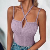 Solid Color Halterneck Tight Tank Tops GYZY-6661