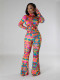 Print Long Sleeve Pants Two Piece Set GFTF-8815