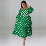 Plus Size Polka Dot Print Big Swing Long Dress GDAM-1028