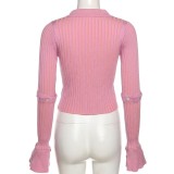 Solod Color Long Sleeve Sweater Tops GCNF-0195
