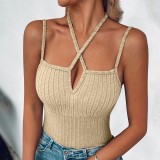 Solid Color Halterneck Tight Tank Tops GYZY-6661