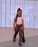 Kids Girl Color Block Print T Shirt Pants Suit GYAY-8117