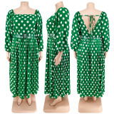 Plus Size Polka Dot Print Big Swing Long Dress GDAM-1028