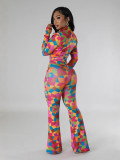 Print Long Sleeve Pants Two Piece Set GFTF-8815