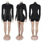 Plus Size Hot Drill See Through Romper NY-3371