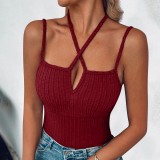 Solid Color Halterneck Tight Tank Tops GYZY-6661