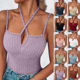 Solid Color Halterneck Tight Tank Tops GYZY-6661