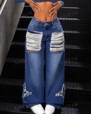 Fringed Raw Edge Loose Wide Leg Jeans YUMT-YMT335
