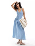 V Neck Patchwork Solid Color Sling Long Dress YUMT-YMT334