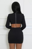 Diamond Chain Patchwork Solid Color Mini Dress YUMT-YMT411