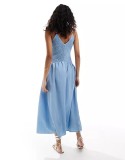 V Neck Patchwork Solid Color Sling Long Dress YUMT-YMT334