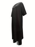 Print V Neck Loose Long Shirt Drawstring Trouser Set GYSL-006
